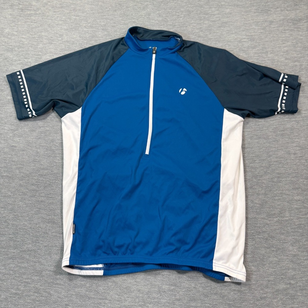 Bontrager Jersey Men‎ M Blue Black White Short Sleeve Half Zip Cycling